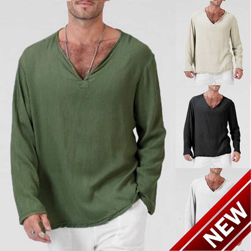 2025 mens new cotton hemp National Style Mens T-shirt