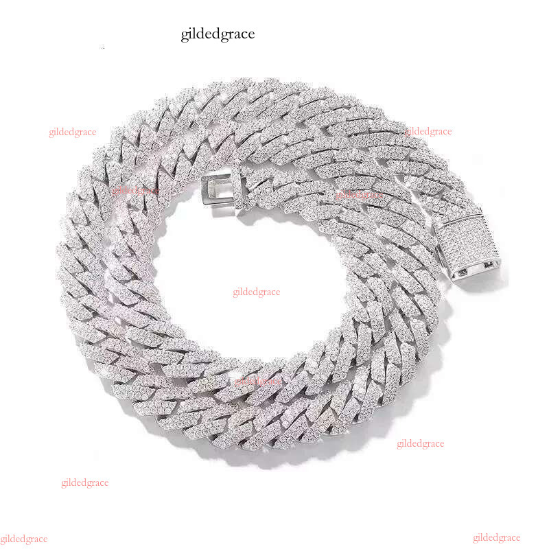 European and American Hip Hop S Sier Cuban Designer Rap Copper Set with Zircon 14mm Full Dia Men's Collar Necklace