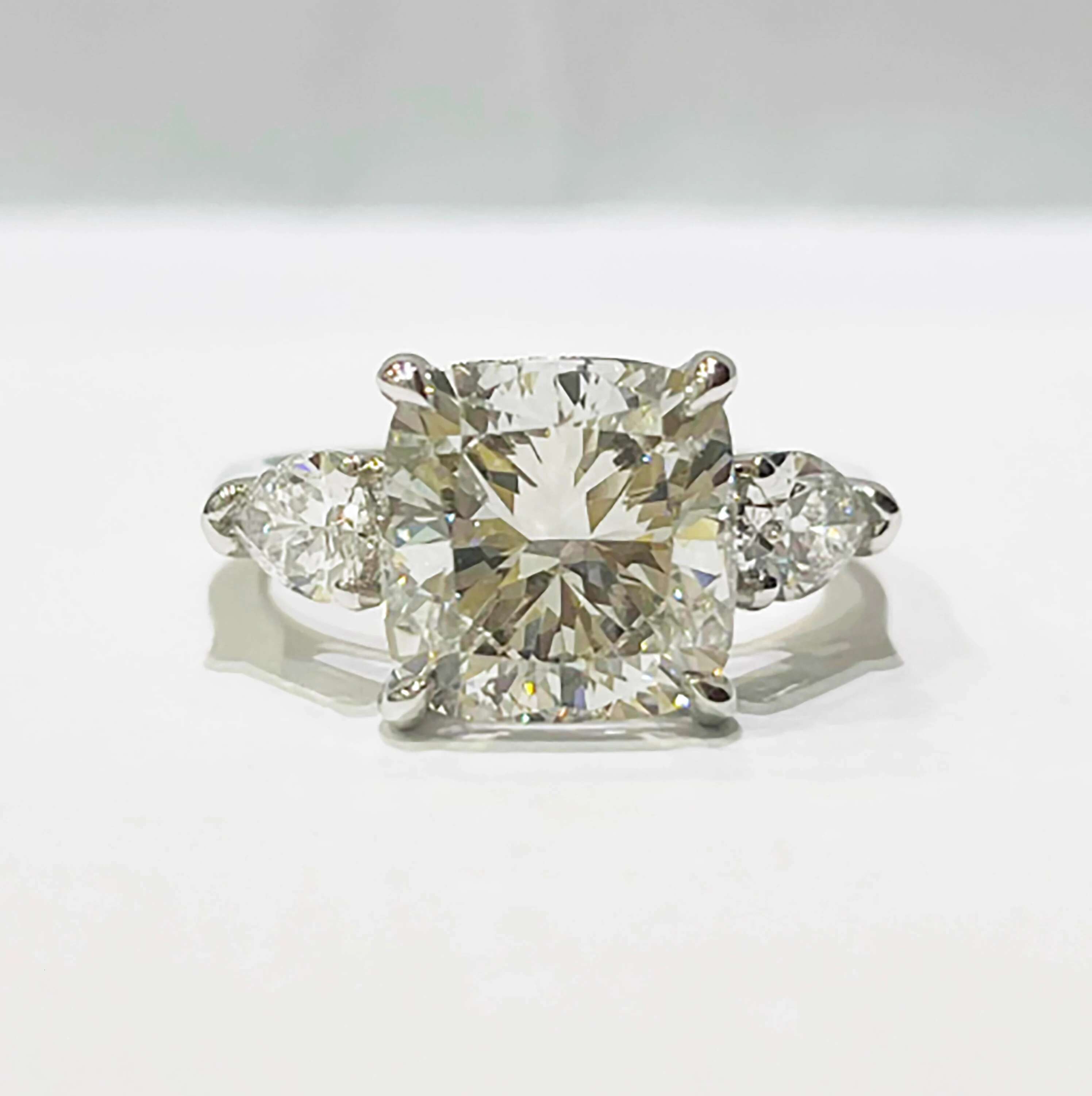 Custom Real Solid 18K White Gold Ring Women Engagement Anniversary Wedding Ring Cushion Moissanite Diamond Ring Pear Water Drop