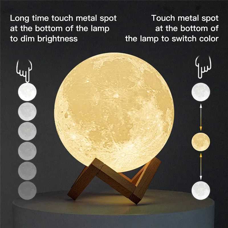 15CM LED Moon Lamp 3D Rechargeable Moon Lights with Remote Touch Control 16 Colors Night Light for Bedroom Decor Kids Child Gift M251118