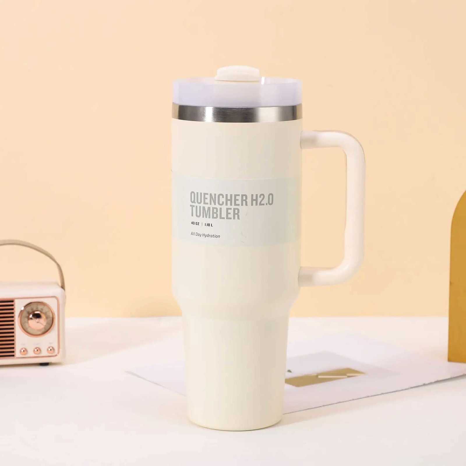 Double - Wall Insulated Travel Cup with Stainless Steel Straw Lid For Cold Drinks - 40oz Vacuum Insulated Car Mug C251114