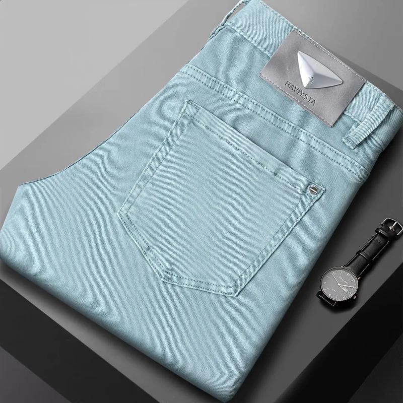 Blue jeans mens fall 2024 tight casual versatile highend stretch slim trousers 250407