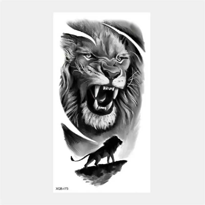 New Half Armed Animal Tattoo Stickers Dominate Lion Tiger Wolf Head Water Transfer Tattoo Stickers Durable and ColorfulXJ25414