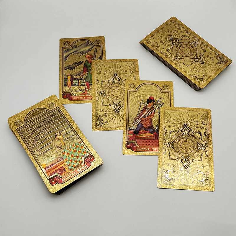 High Quality Gold Foil Tarot Russian Deluxe Divination Tarot Cards Predictive Board Games For Russia Market C251114