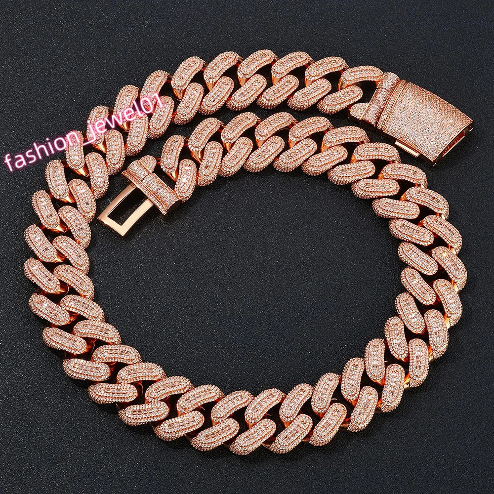 Hip Hop 29mm Iced Out Cuban Chain Fine Jewelry Rose Gold Plated Big Heavy Chain for Men Cuban Link Necklace Birthday Gift
