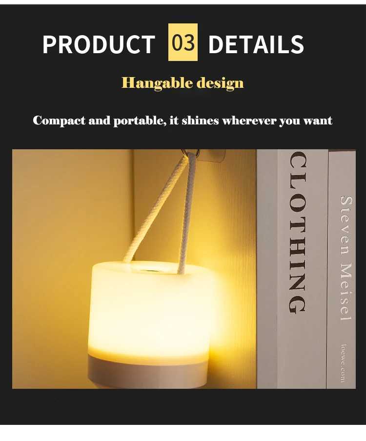 Multifunctional USB Recharge 3Colors Dimming Night Light Touch Switch Portable Eye Care Desk Lamp for Indoor Lighting M251114