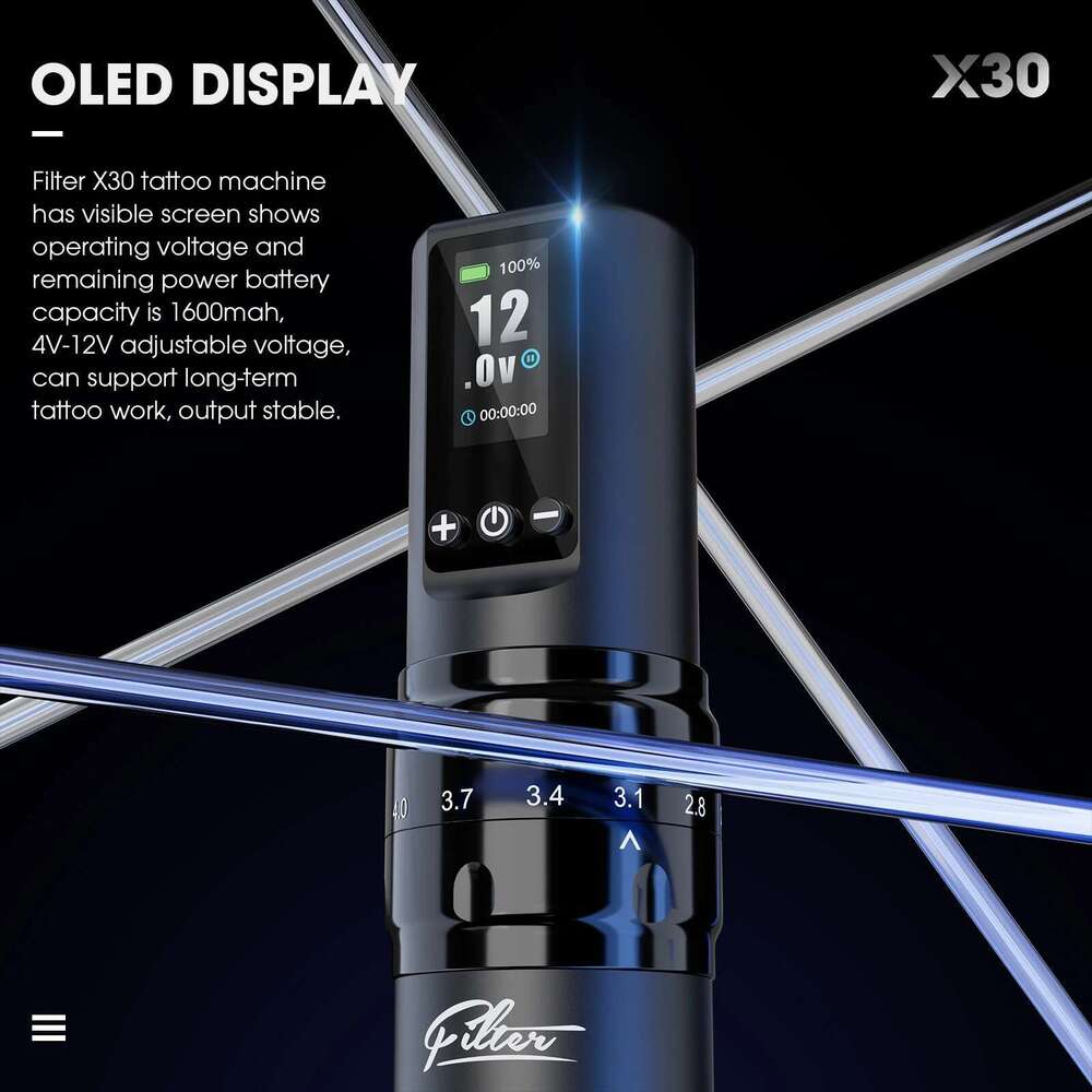 Filter X3 Wireless Hine Pen 1600Mah 6 Adjustable Strokes 2.0Mm-4.0Mm Gun For Cartridge Tattoo Needles