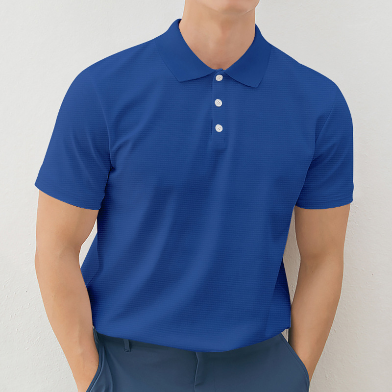 POLO Short sleeved T-shirt 2025 Summer Solid Color Collar Breathable Men's Top