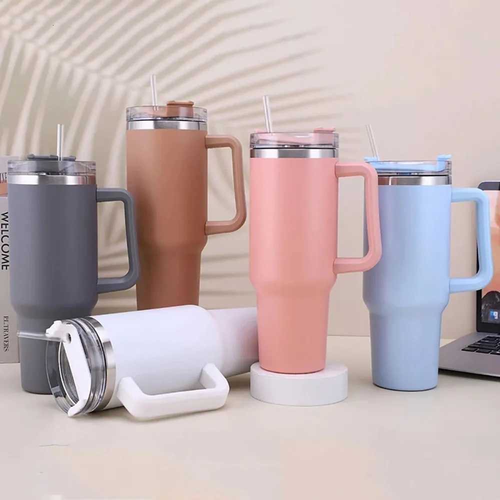 Mug Tumbler 40oz with Straw Handle Coffee Insulated 304 Stainless Steel Car Cup Keeps Cold Beer with Lids Tumbler Thermos Cup C251114