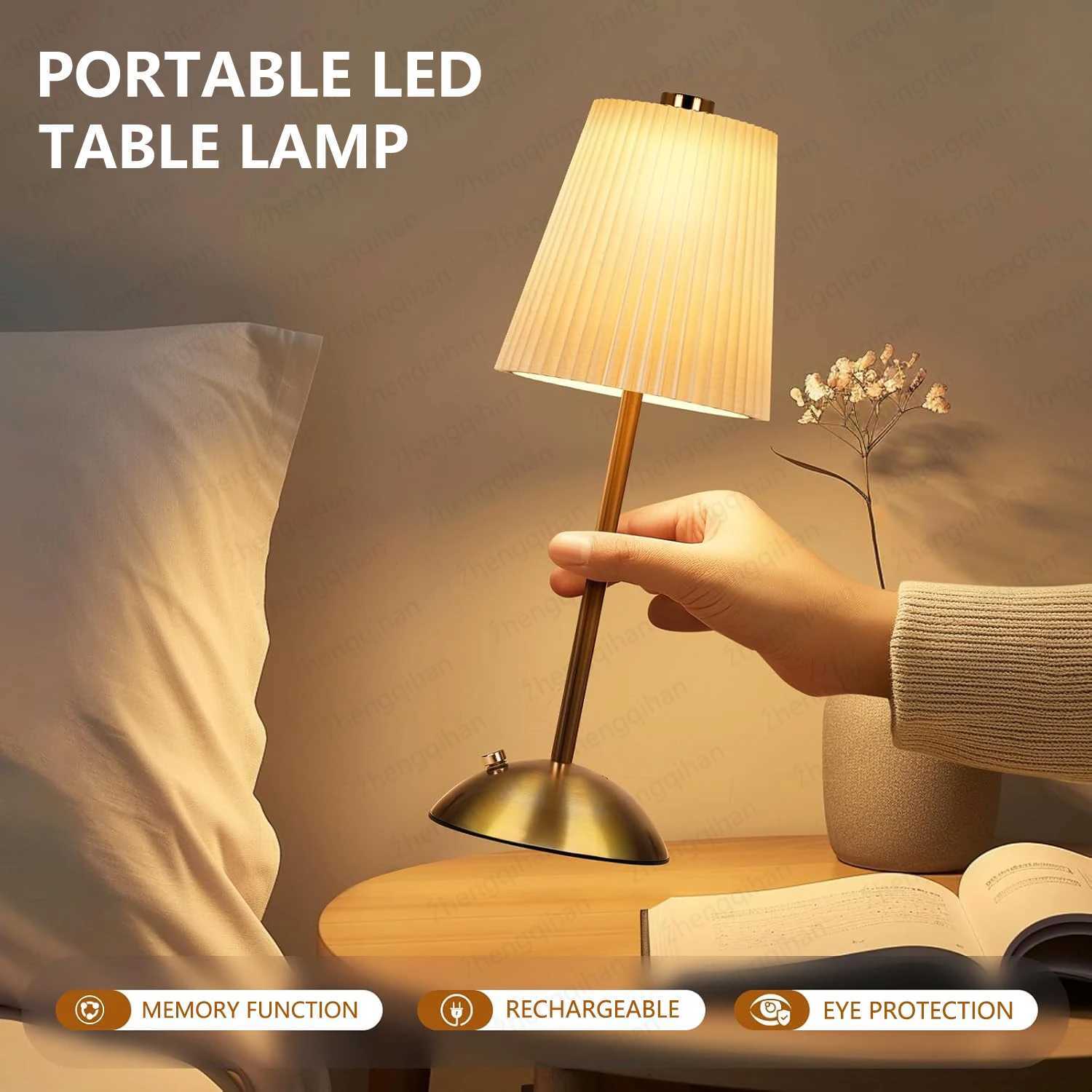 LED Table Lamp Touch Sensor Rechargeable Desktop Night Light Wireless Reading Lamp For Restaurant Hotel Bar Bedroom Decor Light M251114