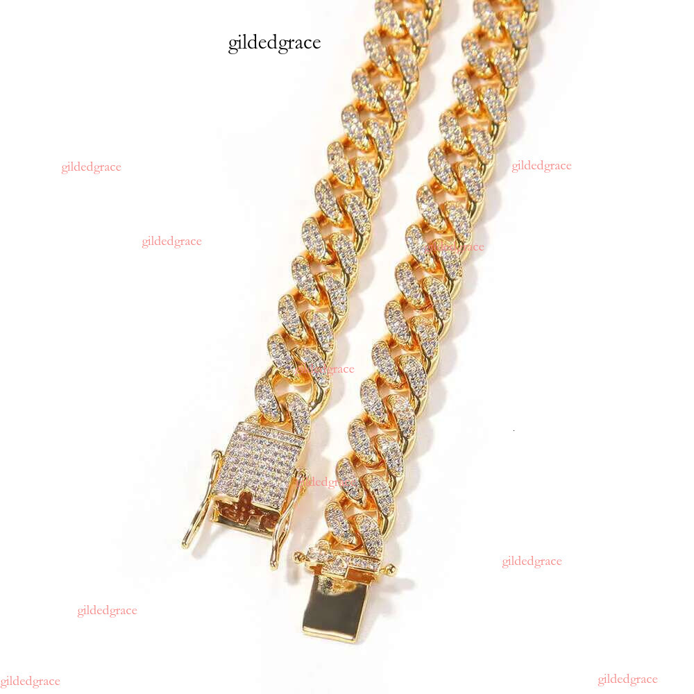 Custom Miami Cuban k Chain 14k Real Gold Plated Iced Out Moissanite Necklace Sier Hip Hop Mossanite Jewelry for Men N12