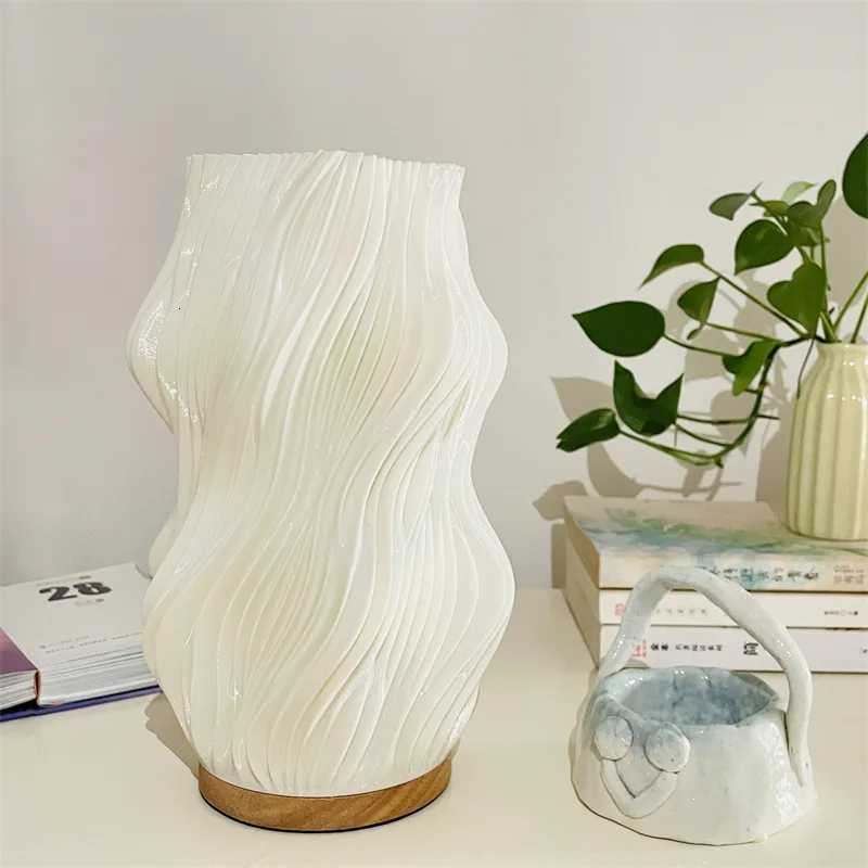 Flower Vase Table Lamp ins Cream Style Atmosphere Light USB Rechargeable Bedside Night Light Desktop Decoration M251114