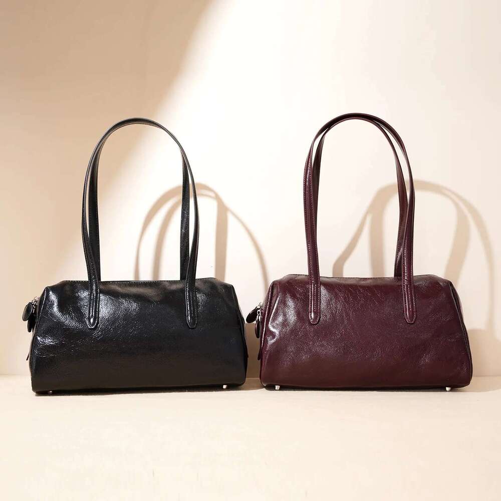 Designer Bag 2024 New 100% Genuine Leather Women's Underarm Cowhide Boston Handbags Designer Female Large Shoulder Bag Bury