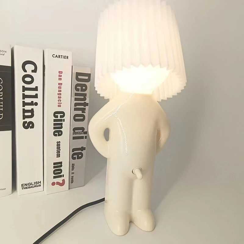 Claeted Naughty Boy Table Lamp Unique LED Pleats Reading Lighting Bedroom Bedside Night Light Childrens Gift M251114