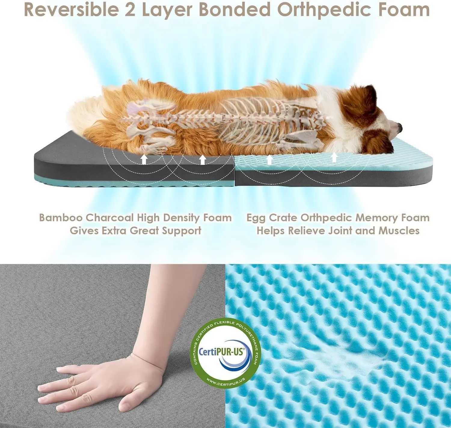 Folding human dog bed orthodontic memory foam human size dog bed waterproof pet bed adult artificial fur pet sofa X250412