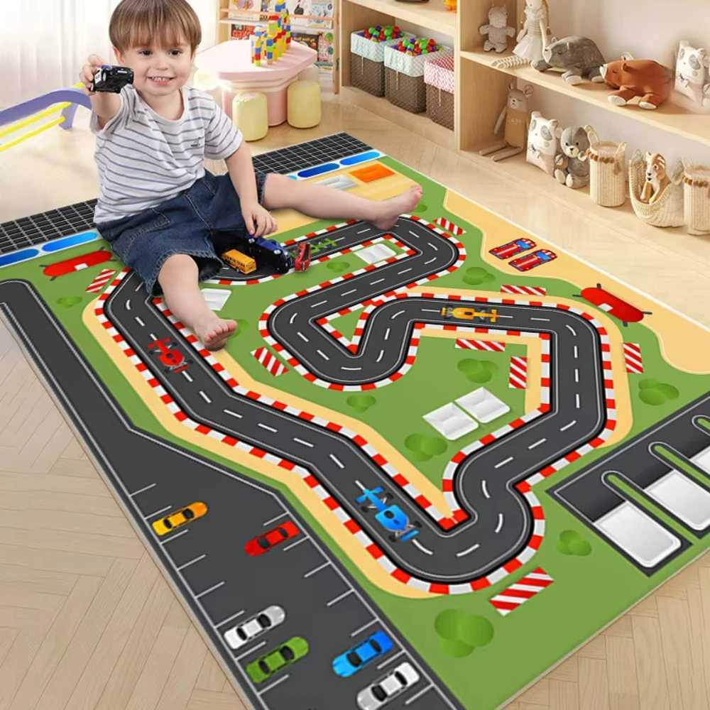Interactive running track carpet anti slip parking lot game mat suitable for children durable and washable anti slip carpet entrance door S25414