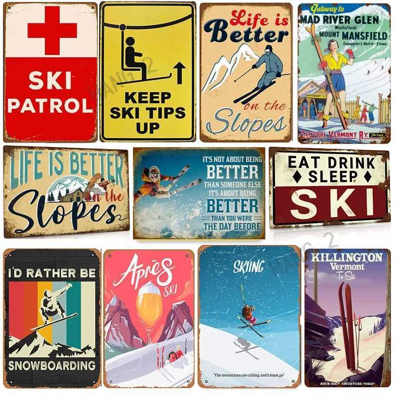 Ski Lift Loading and Unloading Wear-resistant Metal Signs Ski Loading and Unloading Area Wall Decoration Metal Signs 8x12 InchesM251114