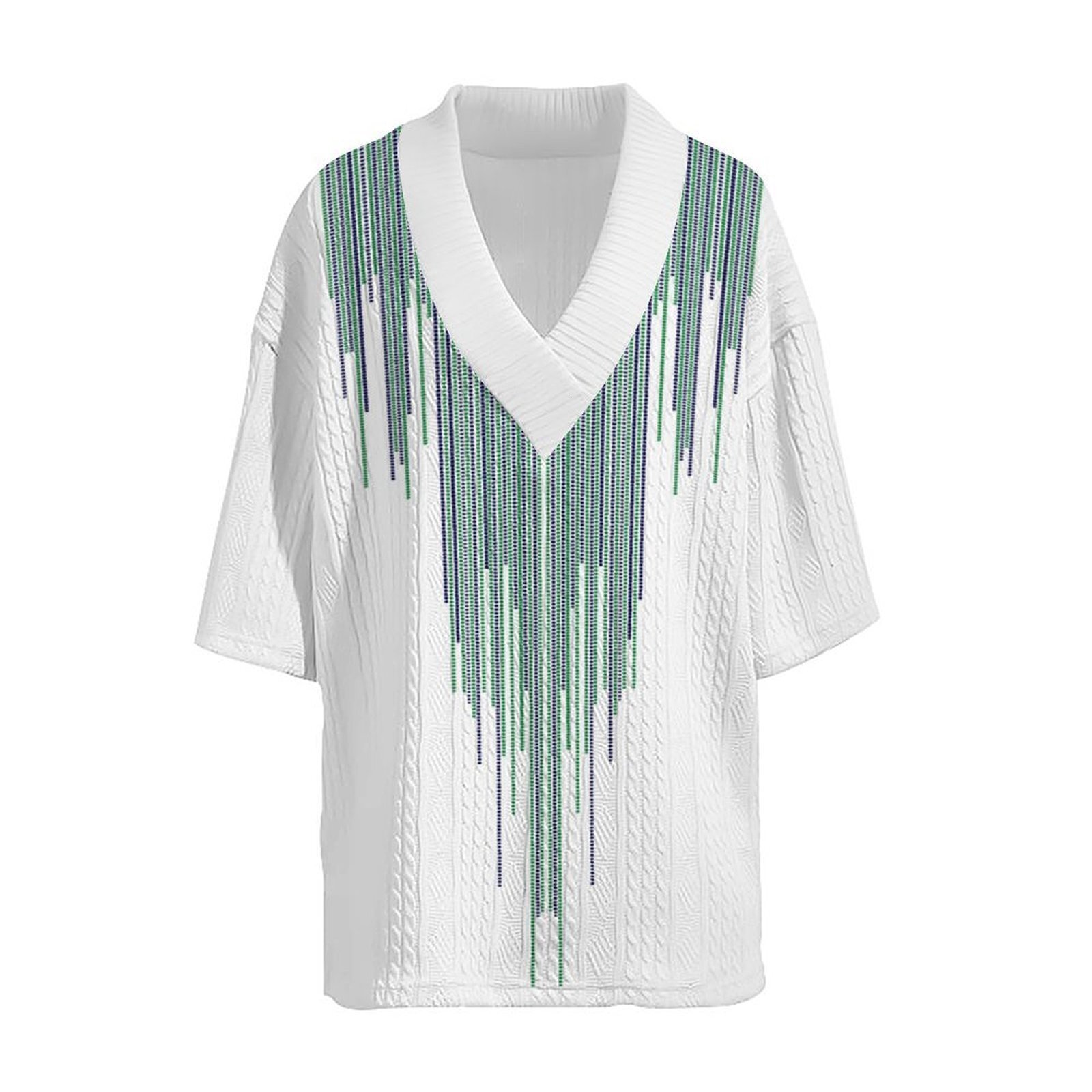 2025 Jacquard Digital Printed Seven point Short sleeved Men's with Shoulder Drop Loose Hawaiian T-shirt for Men Summer