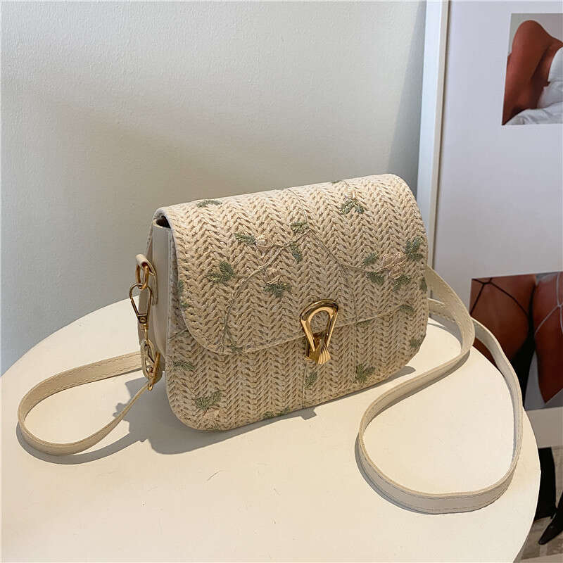 Handmade Beach Bag Grass For Women In The Summer Of 2023, New Small And Fresh Lace Flower Woven Saddle Bag, Versatile Single Shoulder Crossbody Bag Kq