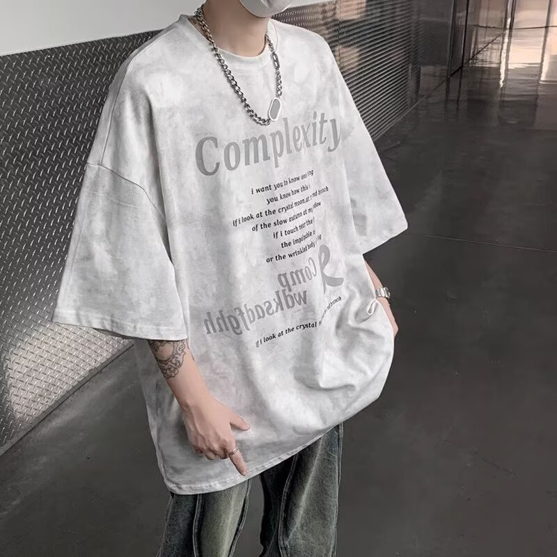 New Short Sleeve T-shirt For Men Summer Designer T-shirt Tie-dye American High Street Five-quarter Sleeve Trendy Hip-hop Half Sleeve Trend