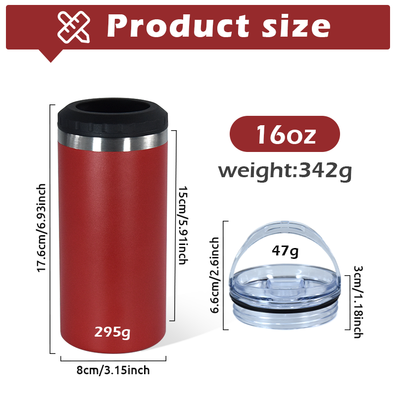 16oz multi-function beer cooler with opener 4 in 1 stainless steel vacuum insulated tumblers &can coolers for cola beer cans 11 colors customize logo 