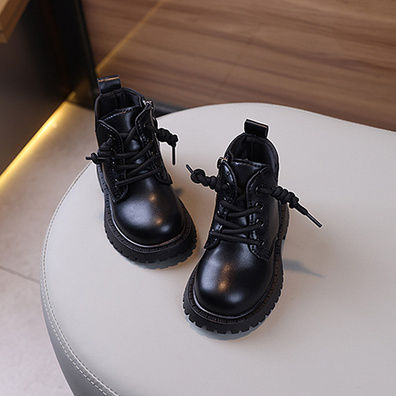 Autumn Winter Toddler Boots Boys Girls Leather Boots Plush Kidszworld Fashion Waterproof Non-slip Warm Kids Boots Shoes 21-30 K0358