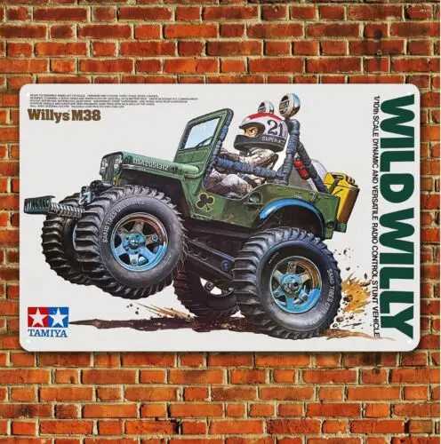 Metal Poster Vintage Rc Car Wall Deco Tin Sign Plaque Tamiya Wild Willy Boxart -aluminumM251114