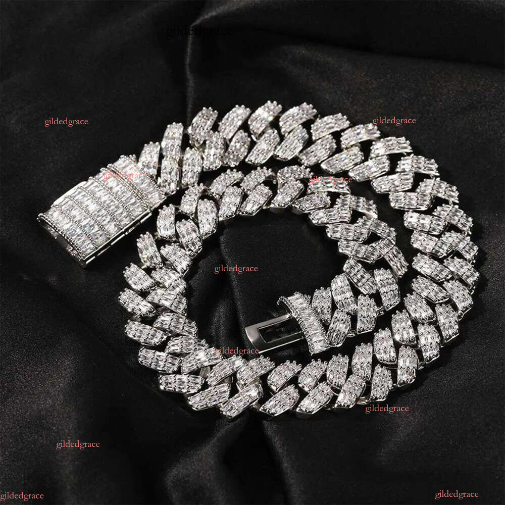 Custom Miami Cuban k Chain 14k Real Gold Plated Iced Out Moissanite Necklace Sier Hip Hop Mossanite Jewelry for Men N11