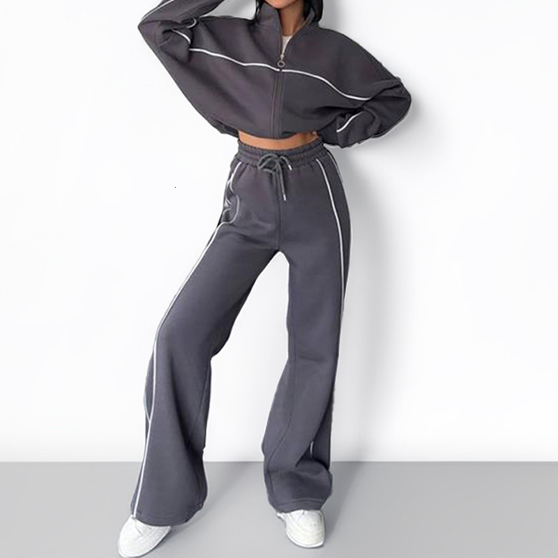 2 piece Set Womens Reflective Strip Black Zipper Track JacketSport Skirt Y2k Tracksuit Female CropTop Short Coat Jackets Sets 240823