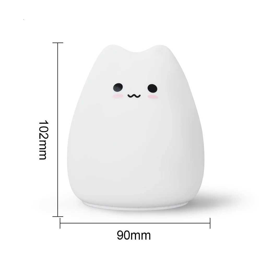 Cute Cat Night Light Cartoon 7 Colors Silicone Sleeping Lamp Touch Sensor Table Lamp for Home Bedroom Decoration for Baby Kids M251114