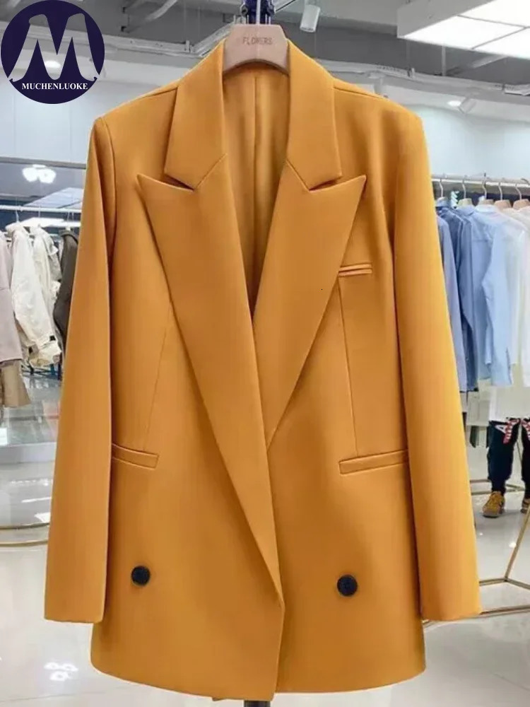 Womens Jacket Spring and Autumn Korean Fashion Long Sleeve Office Straight Set Casual Loose Street Trend Coat 250414