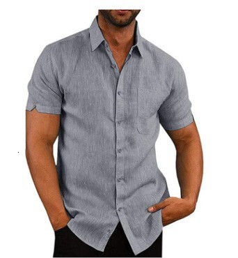 2025 Designer Polo Summer Polo Solid Short Sleeve Button Linen Shirt Men Clothing