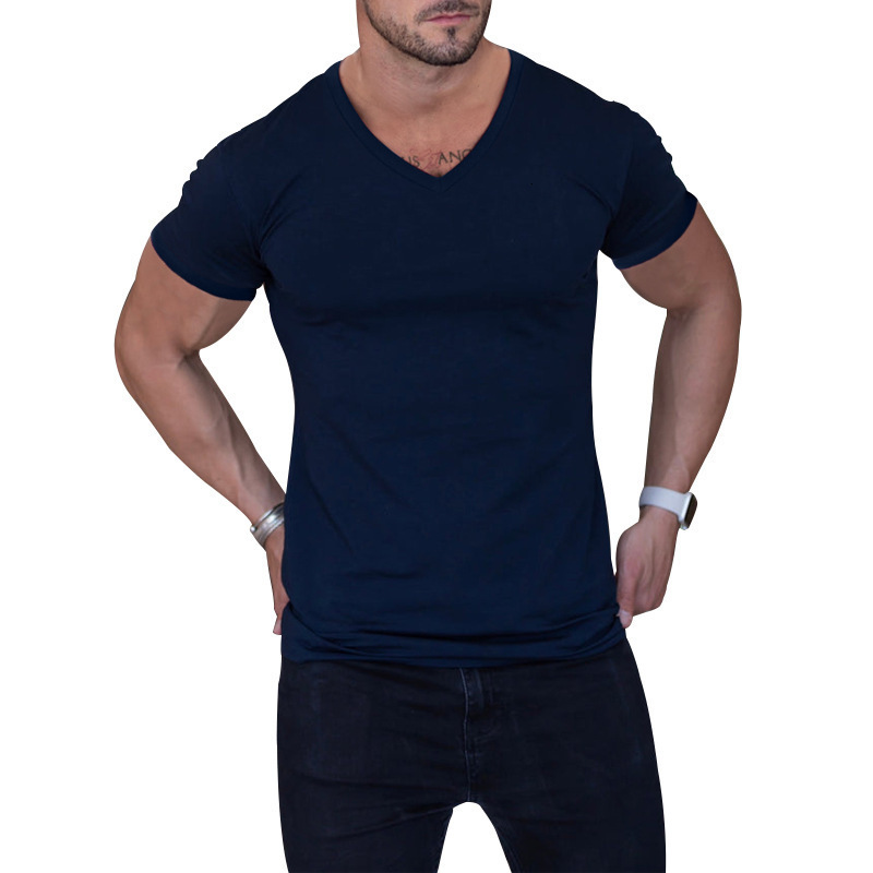 2025 Mens Outdoor Solid V-Neck T-shirt Casual Quick Dry Breathable Sweatwicking Short Sleeve Multi Color Top Hair