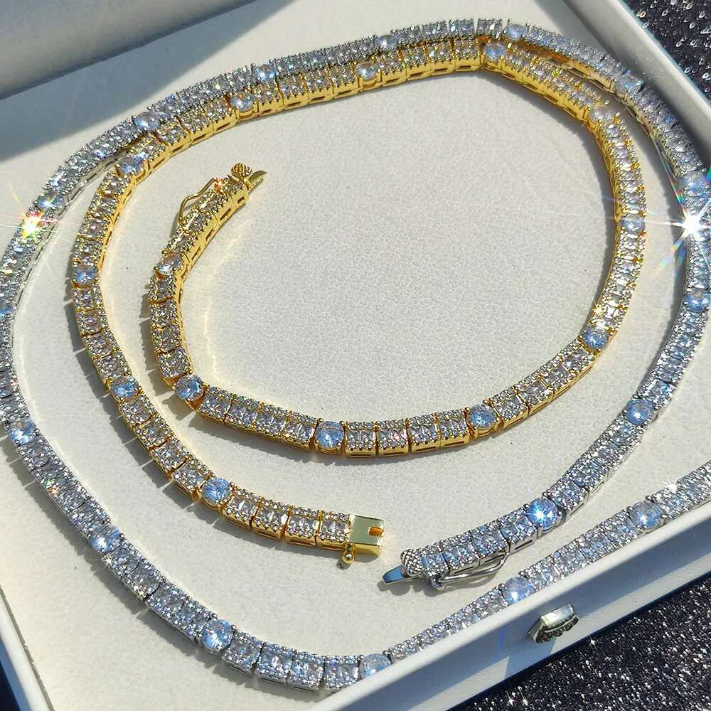 6mm Women Inlay Zircon Tennis Link Bracelet Bling Iced Out Hip Hop Square and Circle Type Tennis Chain Copper Bracelet