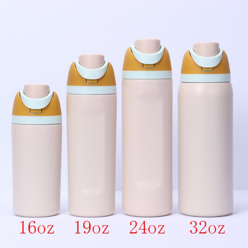 16 oz 19 oz 24 oz 32 oz Insulated Stainless Steel Water Bottle Handheld Fruit Cup With Straw Thermos Cup Vacuum Flasks Car Water Bottle For Sports Tra