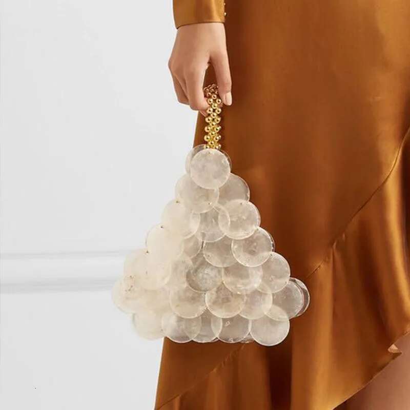 Shell Natural Piece Sequin Hand Weaving Beaded Pearl Bag Women Evening Sequins Handbag