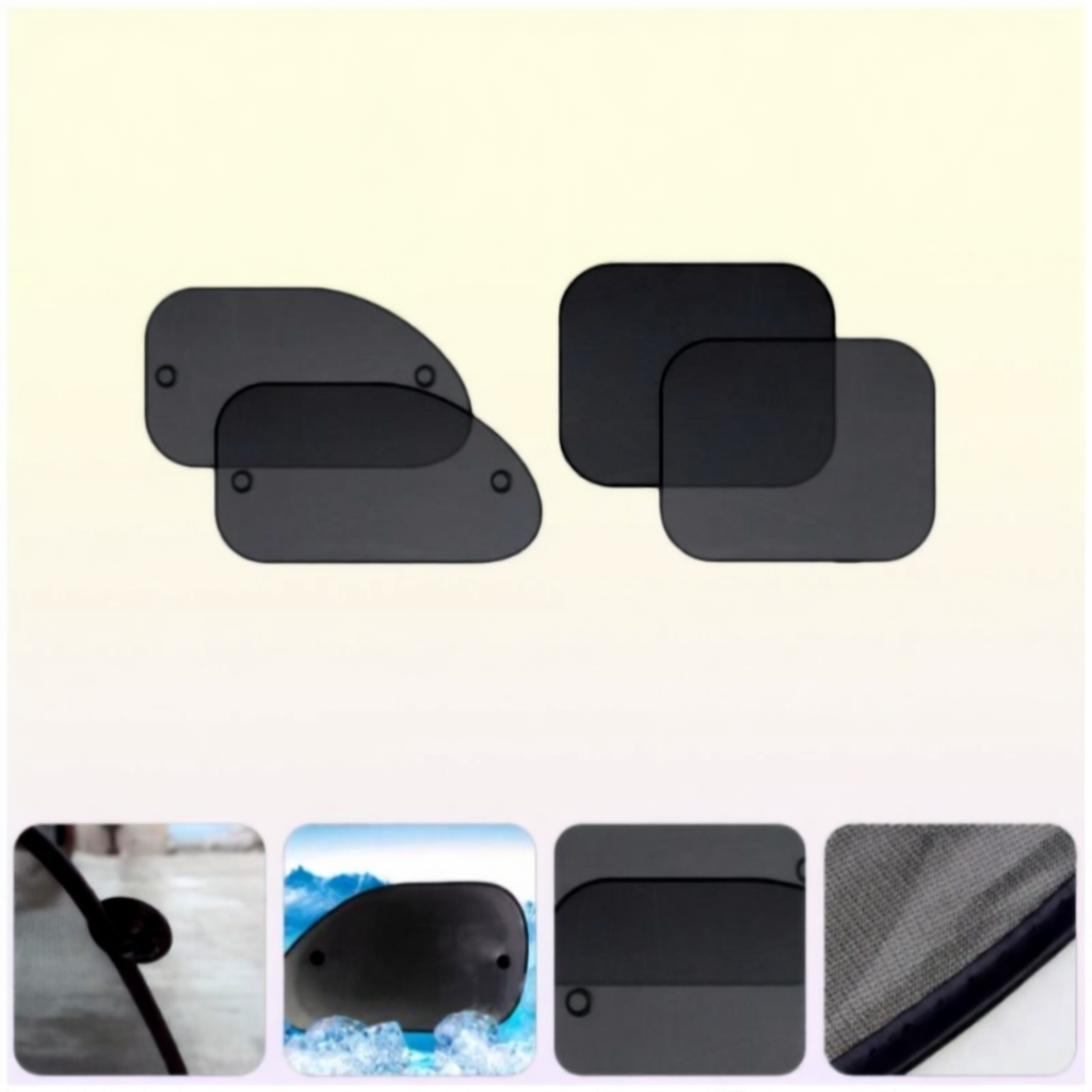 Car Sunshade 1 Set 4pcs Universal Window Sun Shade UV Rays Protector Black
