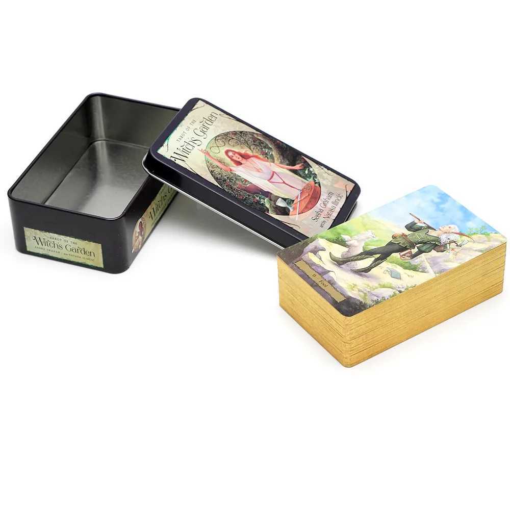 tarot of the witchs garden 78 deck in a Tin Metal Box Gold-plated Edge 1036cm English Tarot Cards For Divination Tarot Deck C251114
