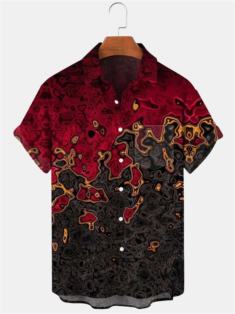 2025 Mens Fashion Short Sleeve Button Summer High Quality 3D Printed Short Sleeve Top W250414