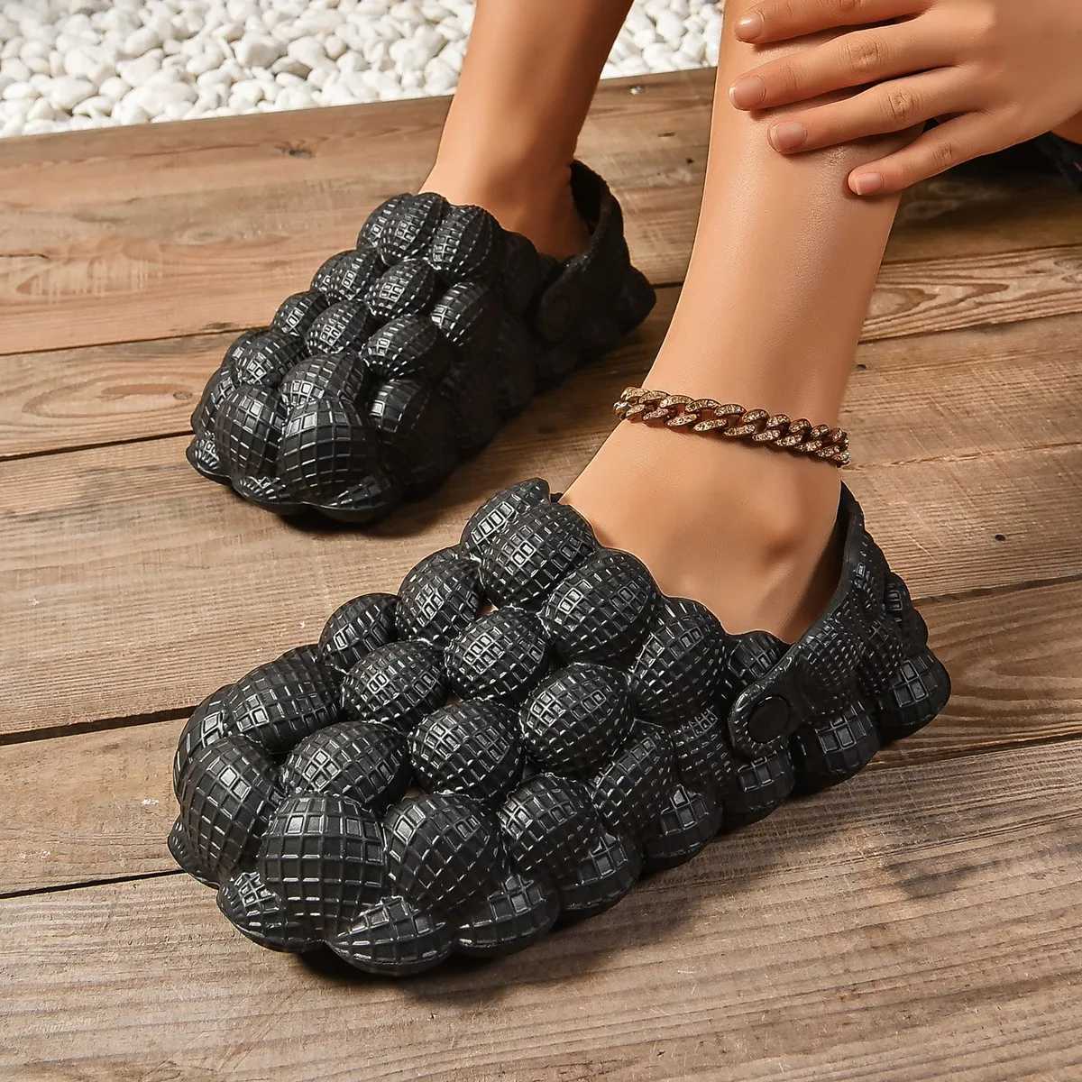 Cute womens slide bubble ball sandals summer indoor massage cloud slide outdoor closed toe fashionable beach casual sandals W250414