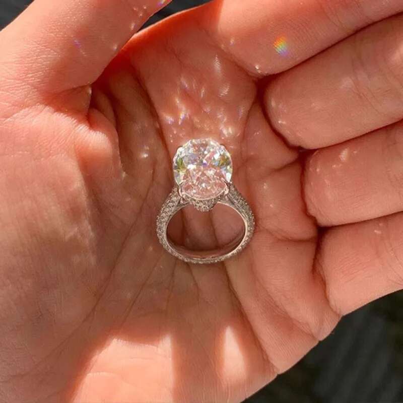 1 2 3 4 5 Carat solid 18K White Gold Ring luxurious Oval shape moissanite Diamonds Women Wedding Party Engagement Ring Classi