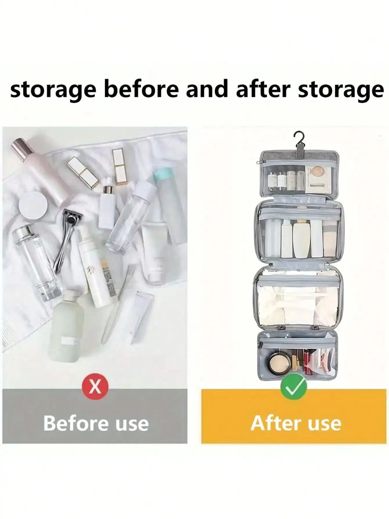 1pc Multi-Functional Foldable Dry And Wet Separation Toiletry Bag Storage Bag Cosmetic Bag Suitable For Women And Girls Travel 250407