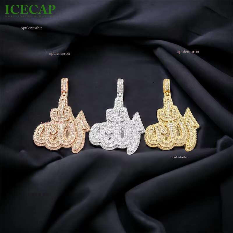 Men's Iced Letter Hip Hop Jewelry Tested Pure Sier VVS Moissanite Pendant