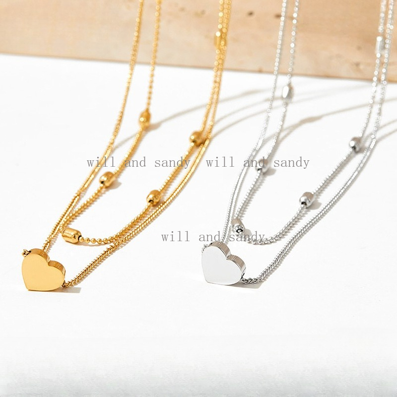 18k Gold Plated Love Heart Necklace Non Tarnish Stainless Steel Chains Gold Layered Chokers Necklaces Dainty Gold Necklace for Women Designer Jewelry 