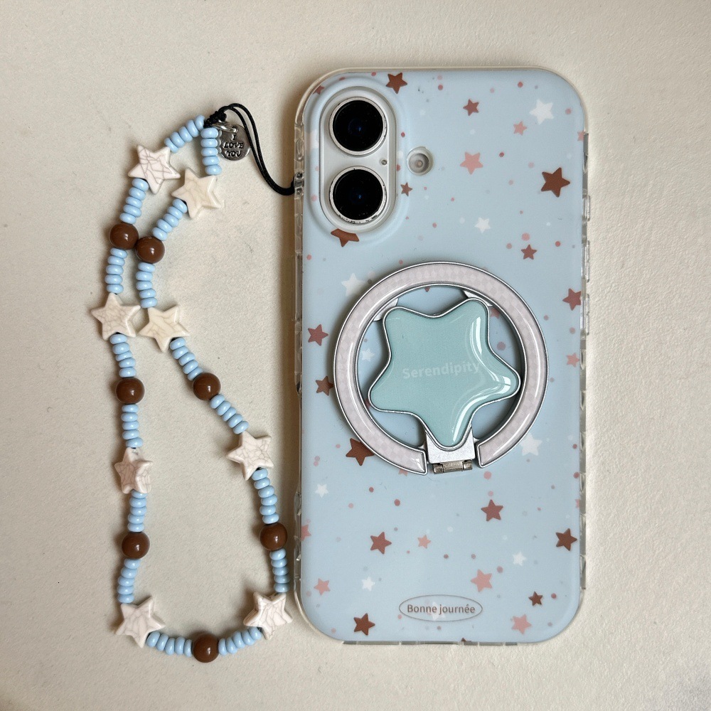 Solid Color Magnetic Star Phone Case Compatible with iPhone 17/16 Pro Max Simple Stand iPhone 15/14 Niche