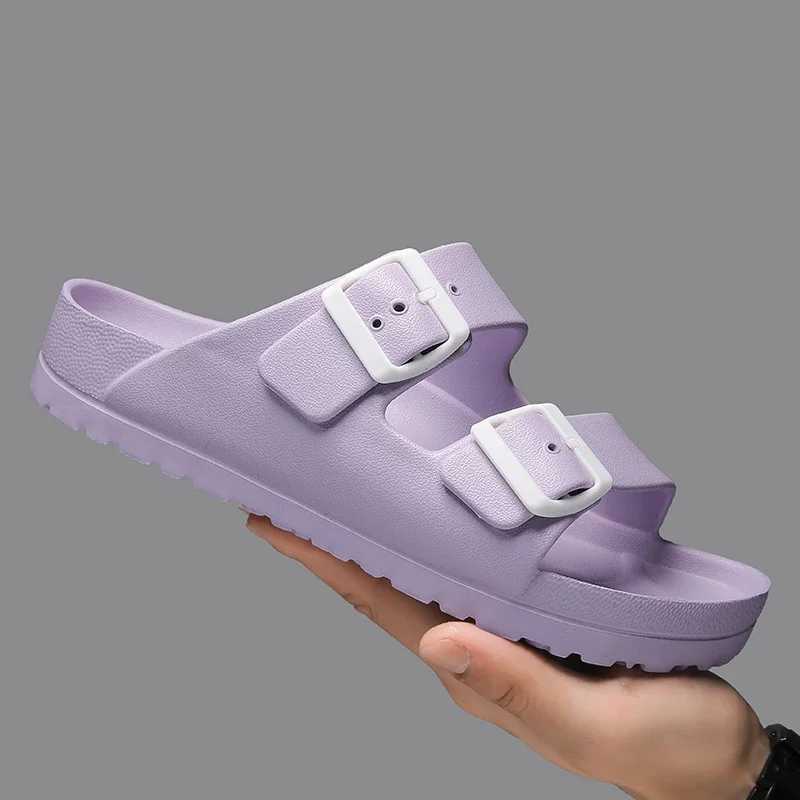 Summer womens classic slider beach sandals slider double button comfortable lightweight EVA W250414