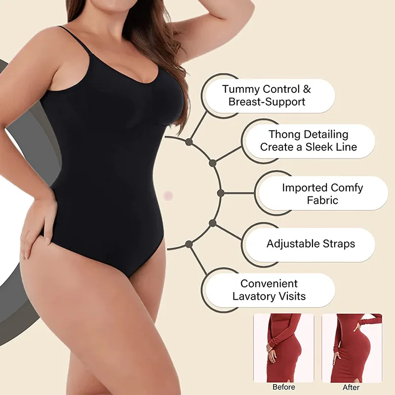 Women's Shapers Low Back Bodysuits Shapewear Thong Open Crotch Body Scoop Shaper Wear Seamless Suit Compress