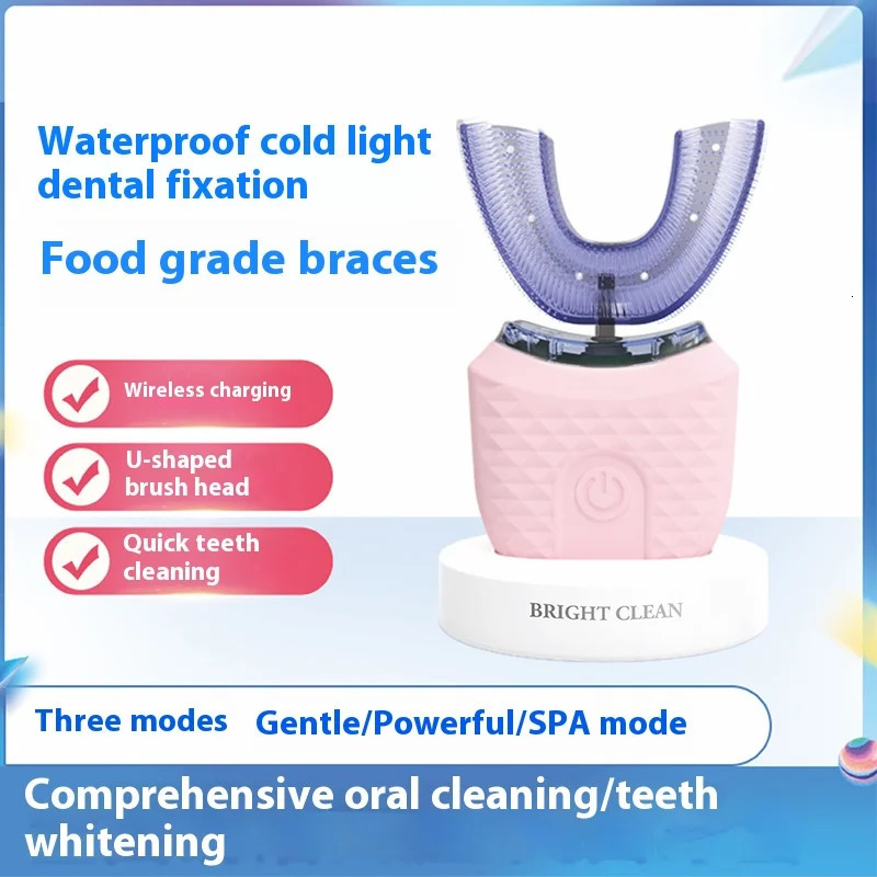 Electric U-Shaped Toothbrush for Adults - Soft-Bristles Teeth Whitening Kit Oral Care with Auto-Timing 360 Gum Protection 251110