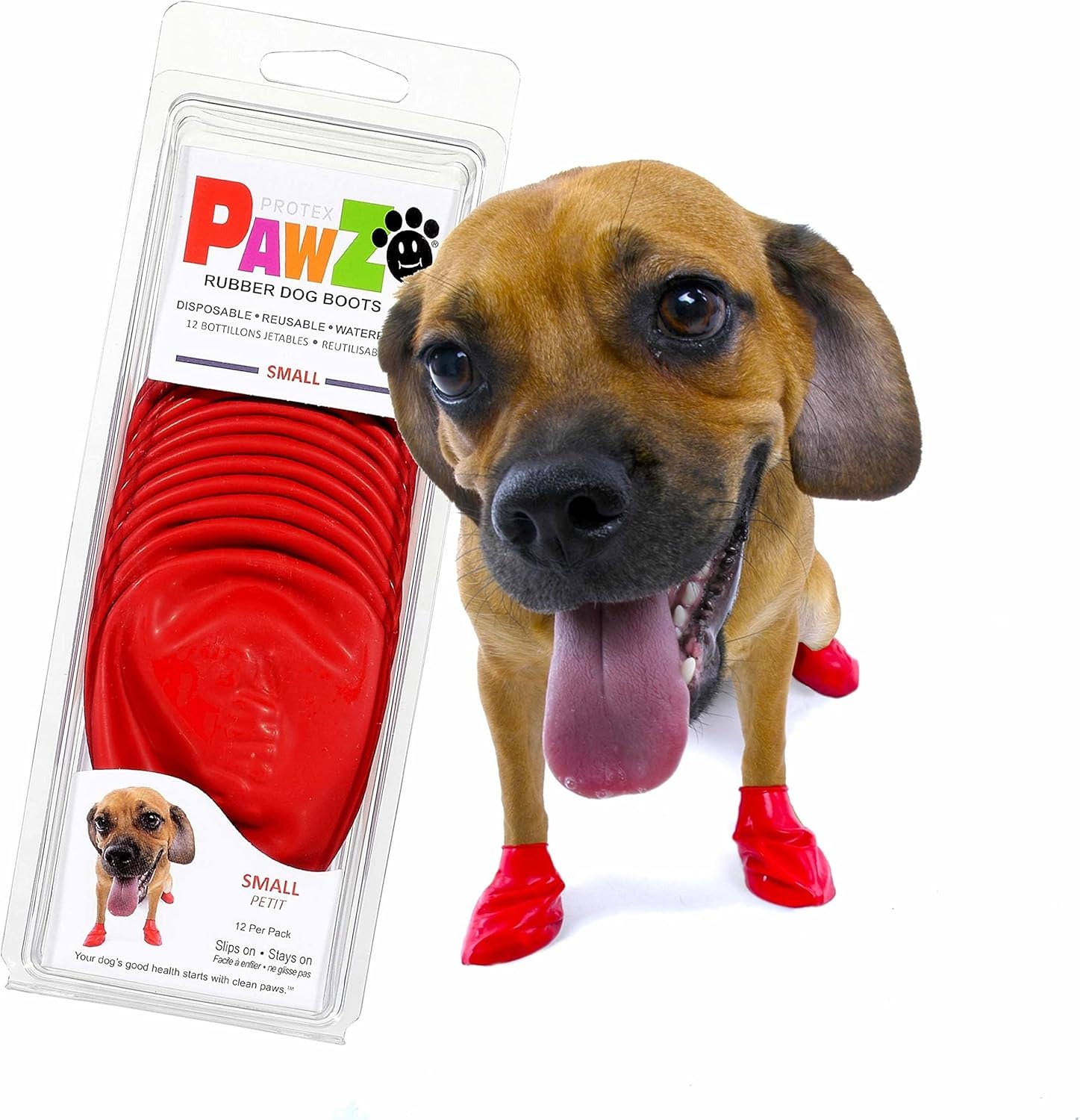 Rubber Dog Boots for Paws to 2" - All-Weather Dog Booties for Hot Pavement, Sand, Snow, Mud, and Rain - Anti Slip Dog Socks - XS, Orange