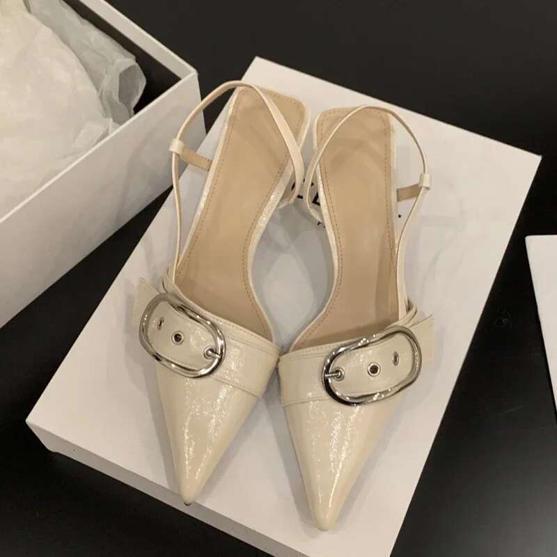 Mid Heels Pointed Toe Sandals Women Shoes Designer 2024 New Walking Slippers Summer Casual Party Pumps Mujer atillas Slides